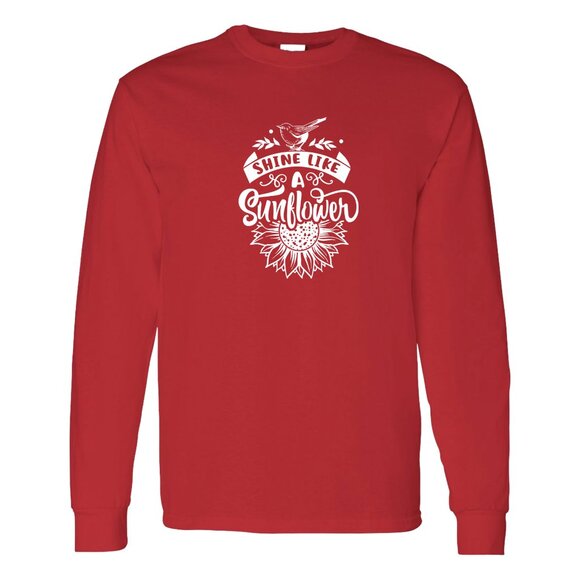 Other - Unisex Shine like a Sunflower Cotton Long Sleeve Red